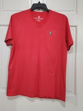 Psycho Bunny Men's V-Neck T-Shirt in Red